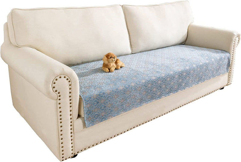 Eismodra Couch Cover All Season Chenille Anti-Slip Sofa Slipcovers Furniture Protector for Dog Pet 3 Cushion Couch Loveseat Sectional Sofa L Shape,Checkered Grey 36 X 63 Inches (Only 1 Piece) Home & Garden > Decor > Chair & Sofa Cushions Eismodra Classical Stone Blue 36''x47''/Rectangular 