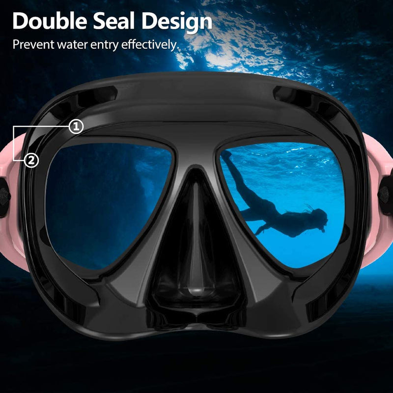 COPOZZ Youth Scuba Mask, Low Volume No Fogging Snorkeling Scuba Dive Glasses, Seal Free Diving Tempered Glass Mask Goggles, Swimming Scuba Dive Snorkeling Swim Mask Diving Goggles Mask for Men Women Sporting Goods > Outdoor Recreation > Boating & Water Sports > Swimming > Swim Goggles & Masks COPOZZ   
