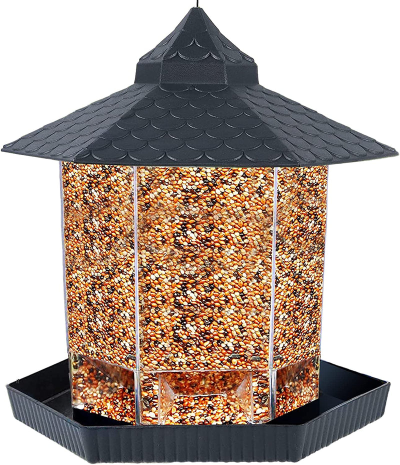 Twinkle Star Wild Bird Feeder Hanging for Garden Yard outside Decoration, Hexagon Shaped with Roof Animals & Pet Supplies > Pet Supplies > Bird Supplies > Bird Cage Accessories > Bird Cage Food & Water Dishes Twinkle Star Gray  