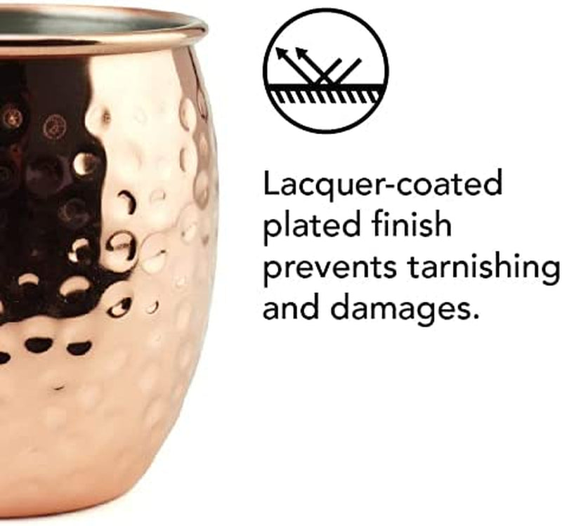 PG Moscow Mule Mugs | Large Size 19 Ounces | Set of 4 Hammered Cups | Stainless Steel Lining | Pure Copper Plating | Gold Brass Handles | 3.7 Inches Diameter X 4 Inches Tall Home & Garden > Kitchen & Dining > Barware PG   