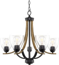 Kira Home Weston 24" Contemporary 5-Light Large Chandelier + Alabaster Glass Shades, Adjustable Chain, Oil Rubbed Bronze Finish Home & Garden > Lighting > Lighting Fixtures > Chandeliers Kira Home Black & Smoked Birch Wood Style  