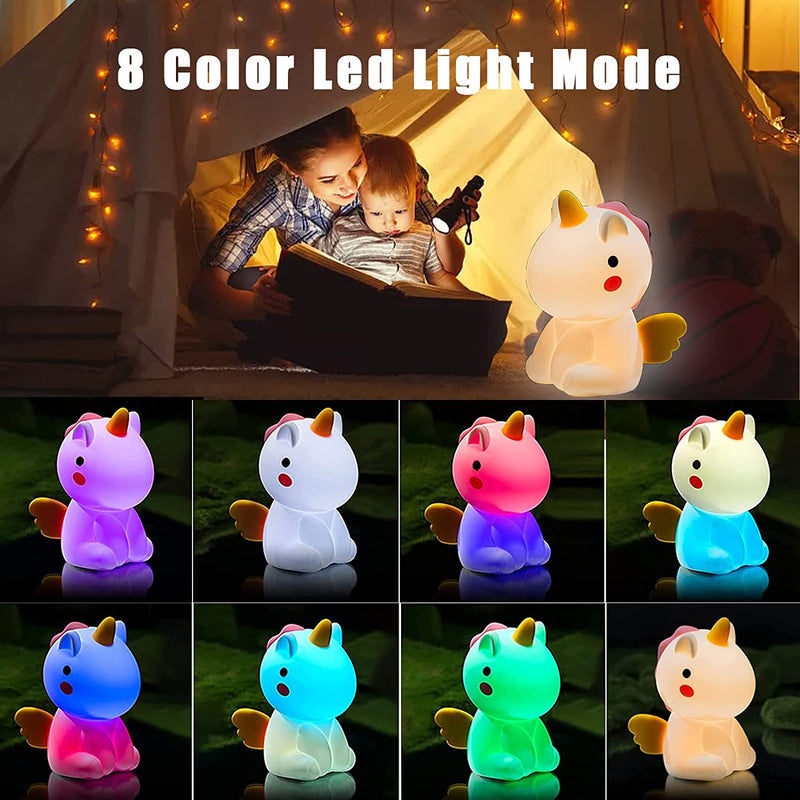 Unicorn Night Light for Kids, Unicorns Gifts for Girls, Squishy Silicone Dimmable & Color Changing Cute Nursery Nightlight, USB Rechargeable Bedside Touch Lamp for Kids Room Decor