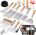 Joyfair 24Pcs Griddle Accessories Kit, Stainless Steel BBQ Spatulas Set with Melting Dome, Professional Grill Accessory in Storage Bag, Great for Outdoor Camping Flat Top Teppanyaki Grilling Cooking Home & Garden > Kitchen & Dining > Kitchen Tools & Utensils Joyfair Brown - 26Pcs  