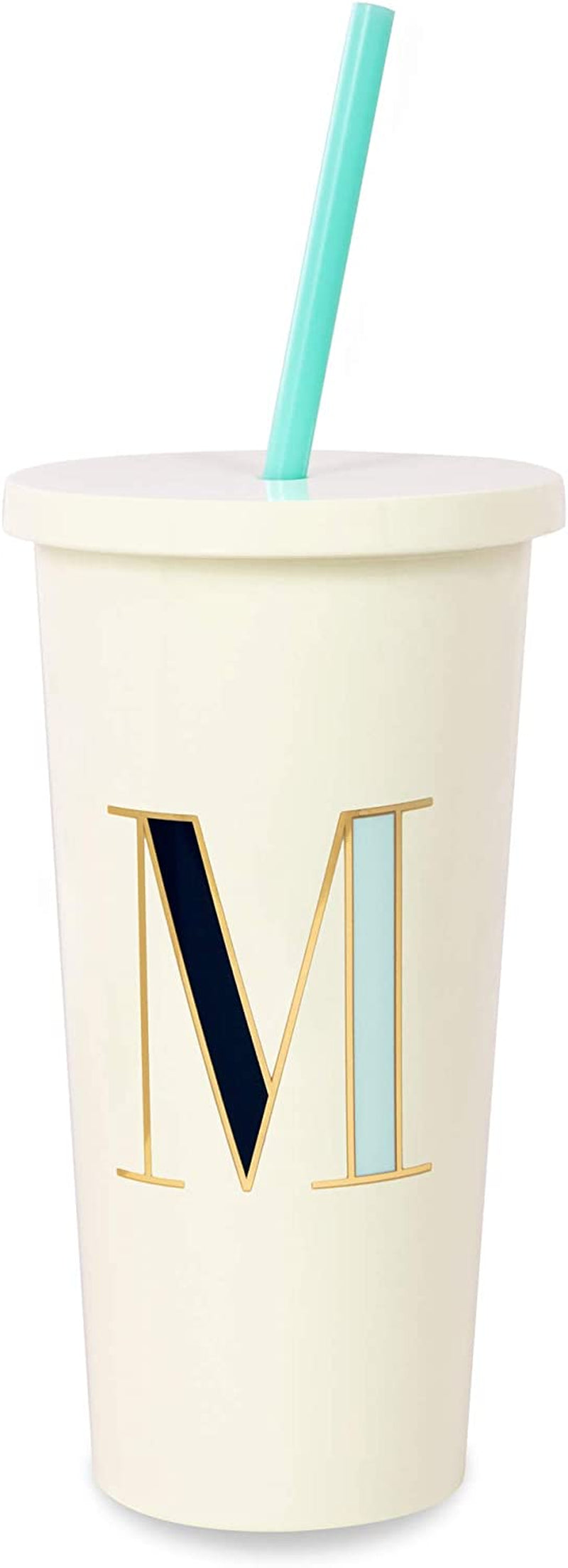 Kate Spade New York Insulated Initial Tumbler with Reusable Straw, 20 Ounce Acrylic Travel Cup with Lid, S (Pink) Home & Garden > Kitchen & Dining > Tableware > Drinkware Kate Spade New York M  