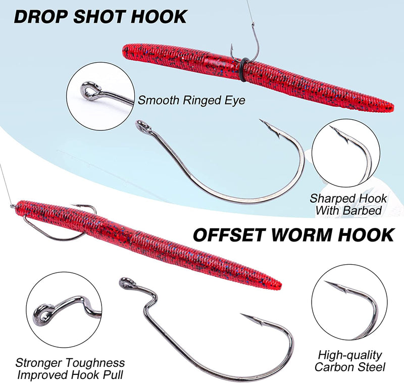 Goture Wacky Worm Fishing Lure Kit, Bass Fishing Wacky Rig Kit, Wacky Rig Tool Kit with Soft Plastics Lures, Wacky Rig Tool, O-Rings, Worm Hooks, Drop Shot Hooks, Beads, Weights, Tackle Box-Perfect for Trout Bass Steelhead Sporting Goods > Outdoor Recreation > Fishing > Fishing Tackle > Fishing Baits & Lures Goture   
