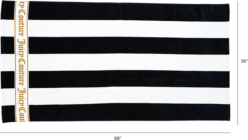 Juicy Couture 100% Cotton Extra Large Beach Towels Oversized Clearance, Pool Towels, Bath Towels - Lightweight & Quick Dry Towels - 36 In. X 68 in (1 Pack) - Black/White Adults Cabana Striped Towels Home & Garden > Linens & Bedding > Towels Creative Home Ideas   