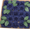 J-Rijzen Artificial Flowers 25PCS Real Looking White & Dusty Blue Shades Fake Roses with Stem for DIY Wedding Bouquets Centerpieces Baby Shower Party Home Decorations Home & Garden > Decor > Seasonal & Holiday Decorations J-Rijzen Navy Blue 3"/25pcs 