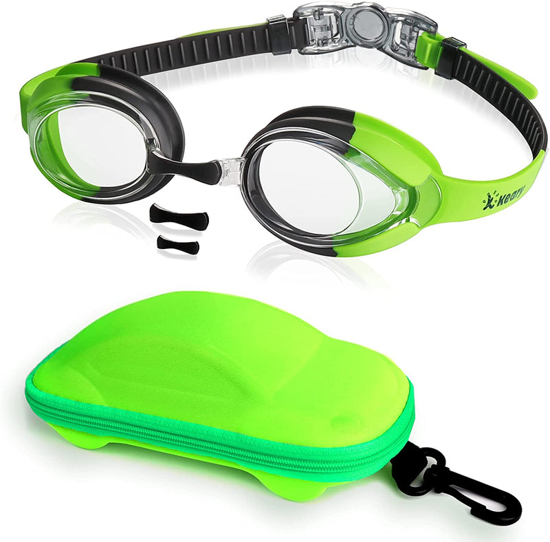 Keary 2 Pack Kids Swim Goggles for Toddler Kids Youth(3-12),Anti-Fog Waterproof Anti-Uv Clear Vision Water Pool Goggles Sporting Goods > Outdoor Recreation > Boating & Water Sports > Swimming > Swim Goggles & Masks Keary Z-clear Green(1 Pack With Car Case)  