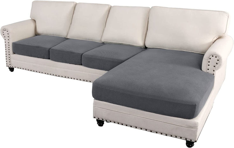 H.VERSAILTEX Sectional Couch Covers 3 Pieces Sofa Seat Cushion Covers L Shape Separate Cushion Couch Chaise Cover Elastic Furniture Protector for Both Left/Right Sectional Couch (3 Seater, Grey) Home & Garden > Decor > Chair & Sofa Cushions H.VERSAILTEX Gray 4 Seater 