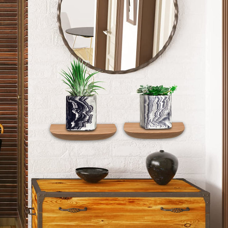 Small Floating Shelves Mini Shelves Hanging Display Compact Style Wall Shelf for Bathroom Livingroom Bedroom,7.8*3.6Inch,3 Pack,Light Color Furniture > Shelving > Wall Shelves & Ledges Veluckin   