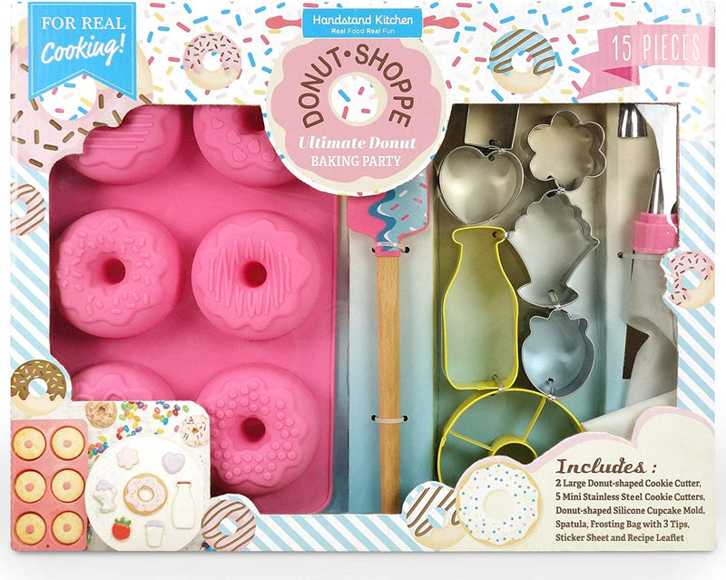 Handstand Kitchen Rainbows and Unicorns 15-Piece Ultimate Baking Party with Recipes Home & Garden > Kitchen & Dining > Cookware & Bakeware Handstand Kids, LLC Donut Shoppe  