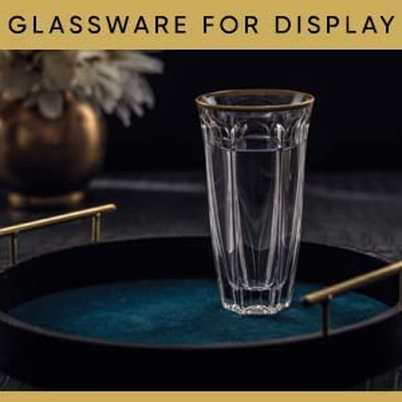 Joyjolt Windsor Gold Rim Highball Glasses Set of 2 Crystal Bar Glasses, 8.7Oz Drink Glasses. Highball Glass Set Made in Europe. Cocktail Glasses, Tall Glass Tumbler Cup, Water Drinking Glasses…