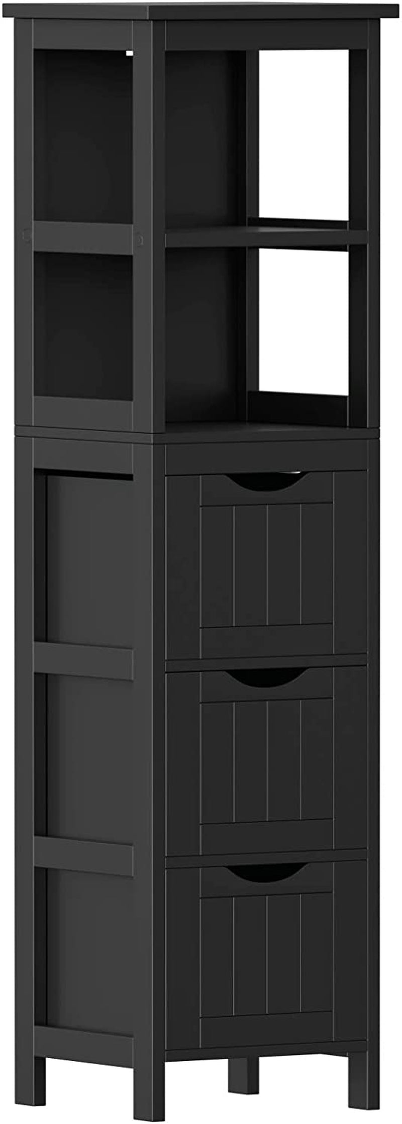 Reettic Narrow Bathroom Storage Cabinet with 3 Removable Drawers, DIY, Freestanding Side Storage Organizer for Bedroom, Living Room, Entryway, 11.8" L X 11.8" W X 35" H, Brown BYSG102Z Home & Garden > Household Supplies > Storage & Organization Reettic Black 11.8"L x 11.8"W x 56.3"H 