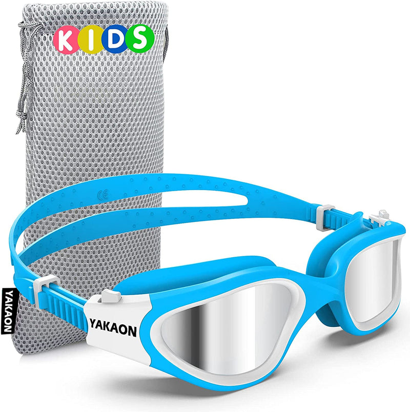 Kids Swim Goggles, YAKAON Polarized Swimming Goggles for Kids Age 6-14 Sporting Goods > Outdoor Recreation > Boating & Water Sports > Swimming > Swim Goggles & Masks YAKAON A6 Polarized Blue Silver  