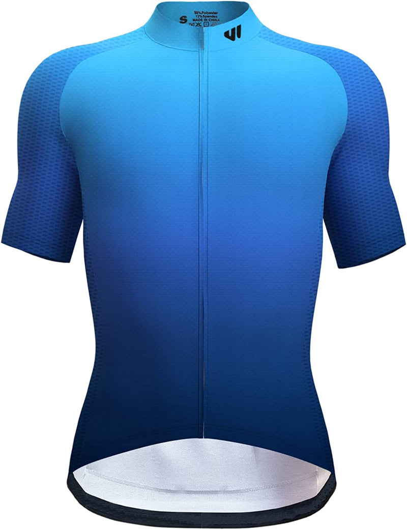 Lo.Gas Cycling Jersey Men Short Sleeve Bike Biking Shirts Full Zip with Pockets Road Bicycle Clothes Sporting Goods > Outdoor Recreation > Cycling > Cycling Apparel & Accessories Lo.gas 01 Gradient Blue Medium 