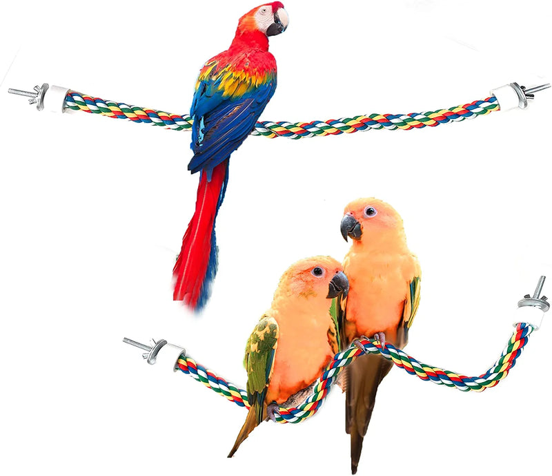 Kiddisie 2PCS Bird Rope Perches, Colorful Cotton Parrot Toys Comfy Perch for Rope Bungee Bird Toy 21 Inch Animals & Pet Supplies > Pet Supplies > Bird Supplies Kiddisie   