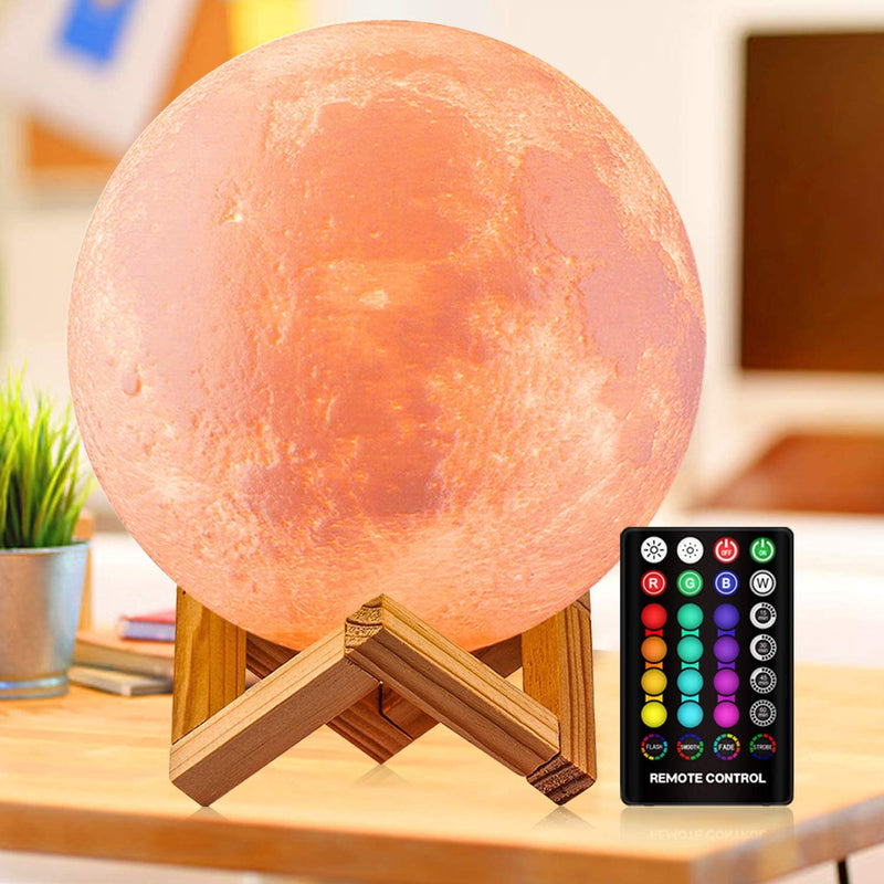 DTOETKD Moon Lamp, 16 Colors 3D Printed Moon Lights Kids Night Light with Stand, Time Setting, Remote & Touch Control, USB Rechargeable, Birthday Gifts for Boys Girls Friends Lover Home & Garden > Lighting > Night Lights & Ambient Lighting DTOETKD 7.1 inch  