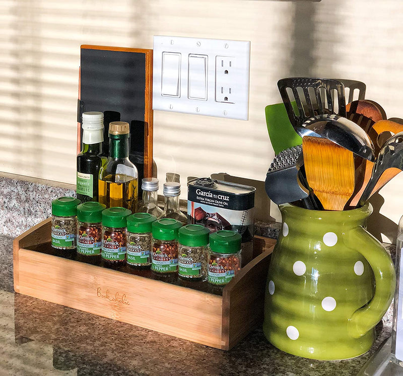 Kitchen Countertop Storage Organizer, 2-Tier Natural Bamboo Spice Rack, Hold Spices, Bottles, or Jars Home & Garden > Decor > Decorative Jars Bookaholic   