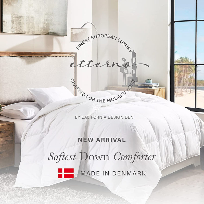 Etterno King Size European Comforter - Authentic down Comforter, King Size, Made in Denmark, Machine Washable Duvet Insert, All-Season 675 Fill Power, NOMITE Certified, Luxury Hotel Style Comfort