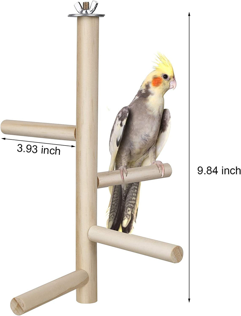 Zacro Bird Perch Stand Toy, Bird Perch Stick Nature Wood Stand Toy Branch with Two Bird Toys for Parakeets Cockatiels, Conures, Macaws, Parrots, Love Birds,