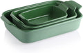 SWEEJAR Porcelain Bakeware Set for Cooking, Ceramic Rectangular Baking Dish Lasagna Pans for Casserole Dish, Cake Dinner, Kitchen, Banquet and Daily Use, 13 X 9.8 Inch(Red) Home & Garden > Kitchen & Dining > Cookware & Bakeware SWEEJAR Green  