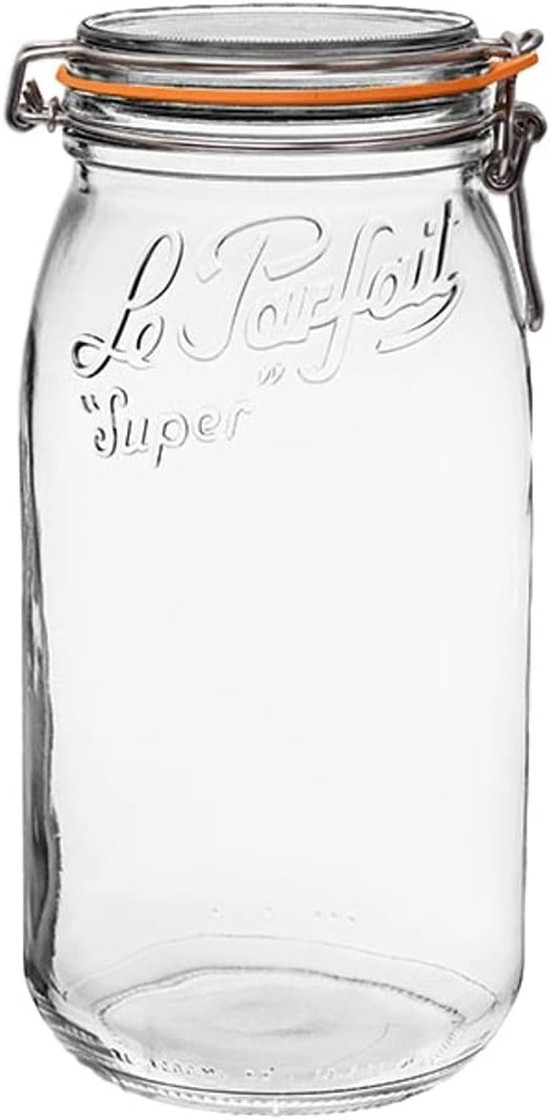 Le Parfait Super Jar - 1.5L French Glass Canning Jar W/Round Body, Airtight Rubber Seal & Glass Lid, 48Oz/Quart & Half (Single Jar) Stainless Wire Home & Garden > Decor > Decorative Jars Le Parfait 1 3000ml - 96oz - SS 