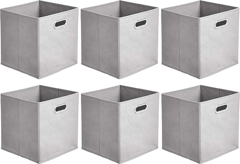 Collapsible Fabric Storage Cubes with Oval Grommets - 6-Pack, Light Grey Home & Garden > Household Supplies > Storage & Organization KOL DEALS Light Grey 6-Pack 