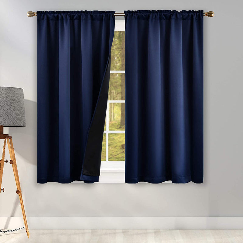 Coral 100PCT Blackout Curtains Bedroom Drapes - Totally Darkness Panels Thermal Insulated Lined Rod Pocket Curtains for Kids Room( 2 Panels 42 by 45 Inch) Home & Garden > Decor > Window Treatments > Curtains & Drapes KEQIAOSUOCAI Navy Blue W42" X L45" 