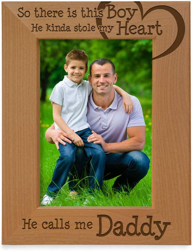 KATE POSH - so There Is This Boy He Kinda Stole My Heart. He Calls Me Daddy. Engraved Natural Wood Picture Frame, Birthday, Best Dad Ever, New Dad Gifts (5X7-Vertical) Home & Garden > Decor > Picture Frames KATE POSH 5" x 7" Vertical  