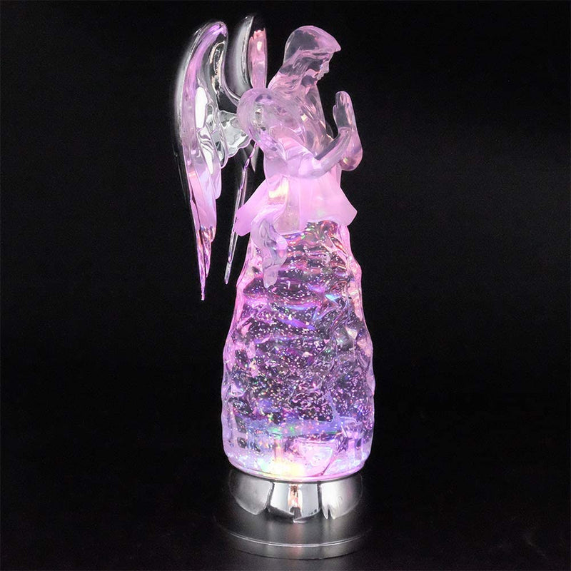 Wondise Angel Color Changing Night Light Snow Globe with Timer, 11 Inches Battery Operated Swirling Glitter LED Angel Lights for Christmas Home Decor(Angel Trumpet Figurine) Home & Garden > Lighting > Night Lights & Ambient Lighting Wondise 11” Angel Prayer  
