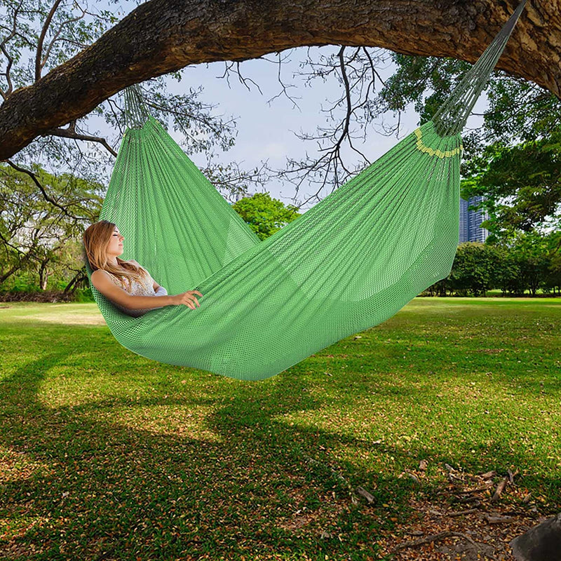 Camping Hammocks Breathable Lightweight Portable Mesh Hammocks for Outdoor Patio Beach and Hiking 2 Tree Straps Included Pink Camping Gear Cooking Equipment (Green, One Size) Sporting Goods > Outdoor Recreation > Boating & Water Sports > Swimming Mguotp   