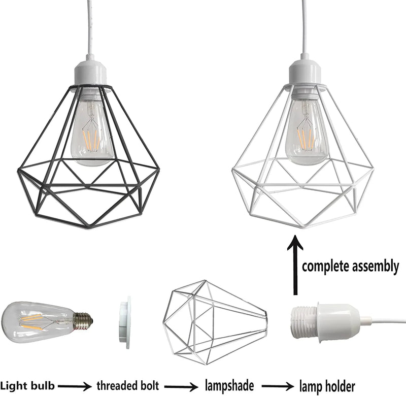 Industrial Mini Pendant Light Kit, E26 Base Vintage Style White Cord Hanging Light Fixture,Be Applicable Overhead Lamps for Farmhouse Bedroom Home Lighting Ceiling Chandelier Decors (White) Home & Garden > Lighting > Lighting Fixtures Yzyaxsaa   