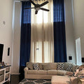 Extra Long Natural Linen Curtains Custom Made (1 Panel) 9 10 11 12 13 16 17 18 20 24 Feet Long 9 Ft Wide 2 Story Long Grey White Beige Brown (Light Grey, 13 Ft) Home & Garden > Decor > Window Treatments > Curtains & Drapes Ikiriska Blue With Pattern 17 ft 