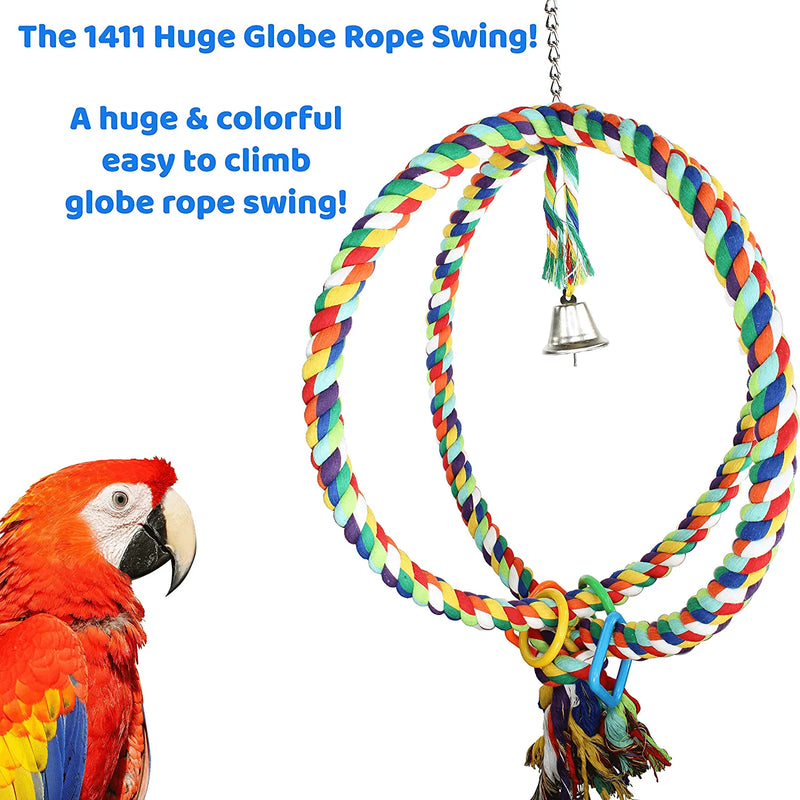 Bonka Bird Toys 1411 Huge Globe Rope Swing Colorful Huge Parrot African Grey Macaw Large Animals & Pet Supplies > Pet Supplies > Bird Supplies > Bird Toys Bonka Bird Toys   