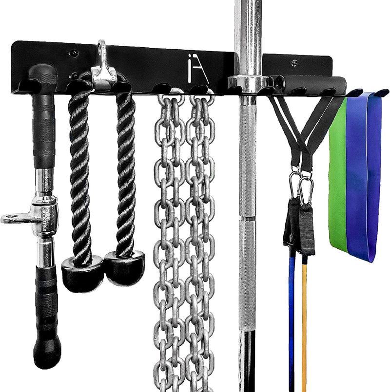 IRON AMERICAN USA Omega Gym Storage Rack 9 or 11 Hook Heavy-Duty Gym Wall Organizer Gym Caddy Hanger - Gym Accessory Storage - Resistance Bands, Jump Ropes, Barbells, Lifting Belts, Cable Attachments Sporting Goods > Outdoor Recreation > Winter Sports & Activities IRON AMERICAN LLC OMEGA BEAST RACK (2-PACK)  