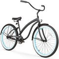 Firmstrong Bella Classic Single Speed Beach Cruiser Bicycle Sporting Goods > Outdoor Recreation > Cycling > Bicycles Firmstrong Matte Black/Blue Rims 26" / 1-Speed 
