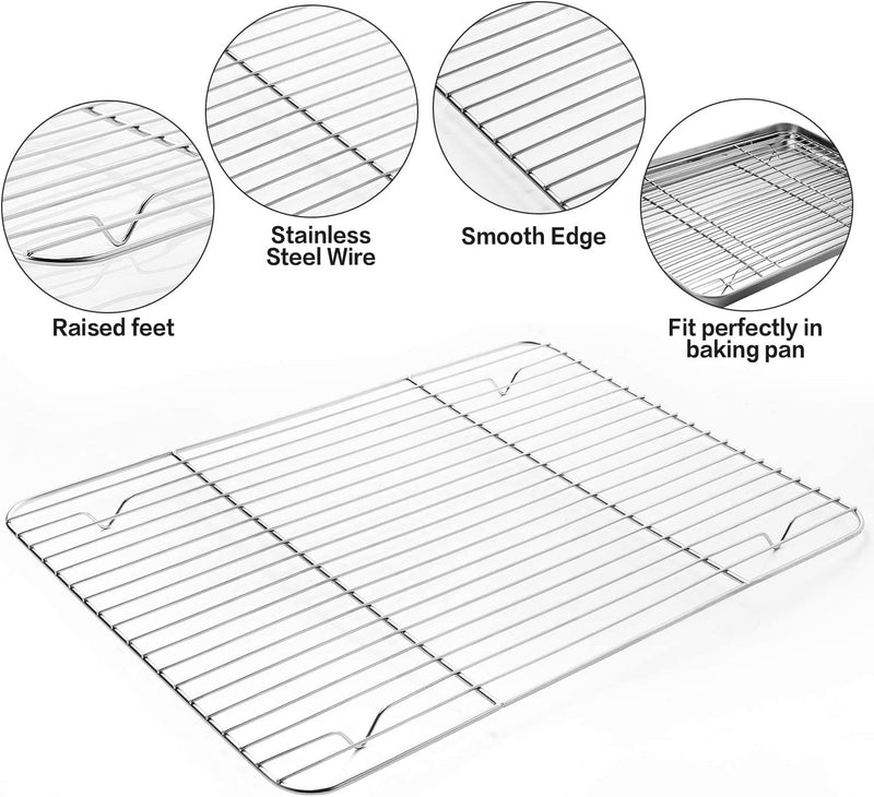 Stainless Steel Baking Sheet Tray Cooling Rack with Silicone Baking Mat Set, Cookie Pan with Cooling Rack, Set of 6 (2 Sheets + 2 Racks + 2 Mats), Non Toxic, Heavy Duty & Easy Clean Home & Garden > Kitchen & Dining > Cookware & Bakeware M MCIRCO   