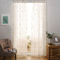 Floral Embroidery Gold Sheer Curtains 84 Inches Long, Rod Pocket Sheer Drapes for Living Room, Bedroom, 2 Panels, 52"X84", Semi Crinkle Voile Window Treatments for Yard, Patio, Villa, Parlor. Home & Garden > Decor > Window Treatments > Curtains & Drapes MYSTIC-HOME Floral White 52"Wx84"L 