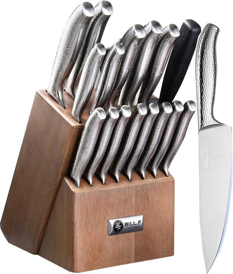 Kitchen Knife Set,14 Pieces Knife Block Sets with Sharpener, Stainless Steel Chef Knife Set with Wooden Block,Ultra Sharp Cutlery Knife with Steak Knives & Kitchen Shears Home & Garden > Kitchen & Dining > Kitchen Tools & Utensils > Kitchen Knives BF BILL.F SINCE 1983 18 Pieces  