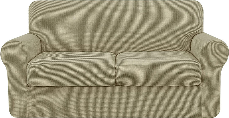 Symax Couch Cover Sofa Slipcover Chair Slipcover 2 Piece Sofa Covers Couch Slipcover Stretch Furniture Protector Washable (Chair, Ivory) Home & Garden > Decor > Chair & Sofa Cushions SyMax Sand Medium 