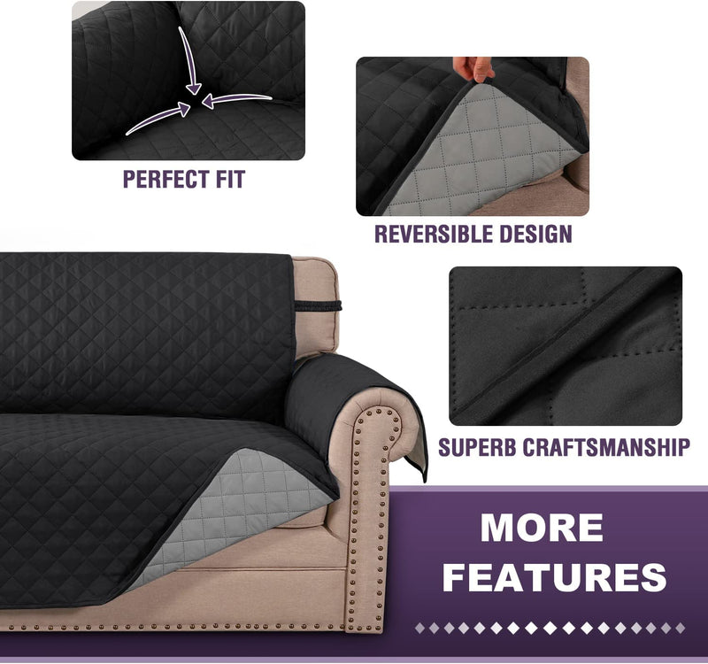 Meillemaison Sofa Slipcovers Reversible Quilted Chair Cover Water Resistant Furniture Protector with Elastic Straps for Pets/ Kids/ Dog(Chair, Black/Grey) (MMCLKSFD01C6) Home & Garden > Decor > Chair & Sofa Cushions MeilleMaison   