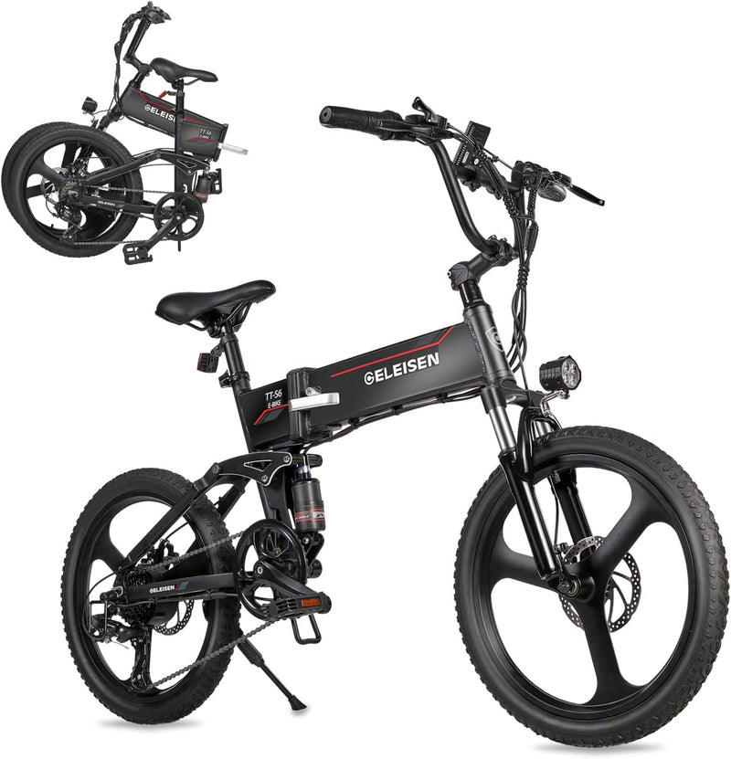 Electric Bike for Adults, GELEISEN 350W Adult Electric Bicycles Ebike, 20" Folding Electric Bike TT-S6, 36V/10AH Removable Battery, Quick-Release Wheel and Full-Suspension, Gift for Women Men Sporting Goods > Outdoor Recreation > Cycling > Bicycles Guangzhou Autokai Intelligent Technology Co., Ltd.   