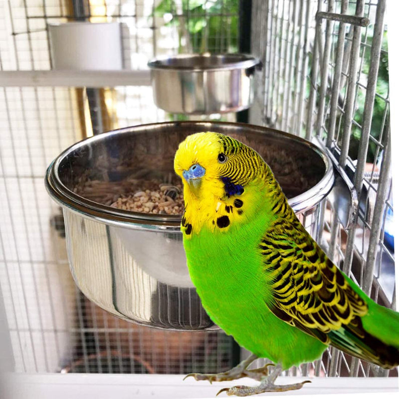 Hamiledyi Parrot Feeding Cup,Bird Food Dish Stainless Steel Bird Cage Feeding Bowls with Clamp Holder-For Parrot Macaw African Gray Parakeet Canary Cockatie Conure(3 Pcs) Animals & Pet Supplies > Pet Supplies > Bird Supplies > Bird Cage Accessories > Bird Cage Food & Water Dishes Hamiledyi   