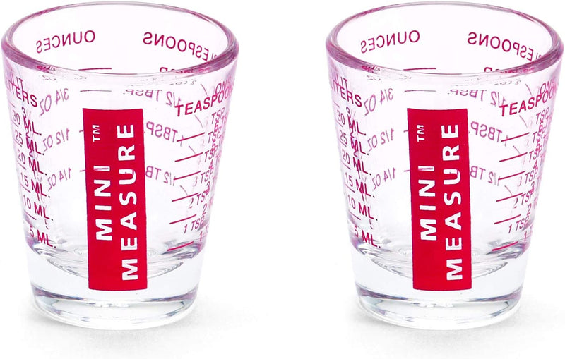 Kolder Mini Measure Heavy Glass, 20-Incremental Measurements Multi-Purpose Liquid and Dry Measuring Shot Glass, Red and Blue, Set of 2 Home & Garden > Kitchen & Dining > Barware Harold Import Company, Inc. Red Set of 2 