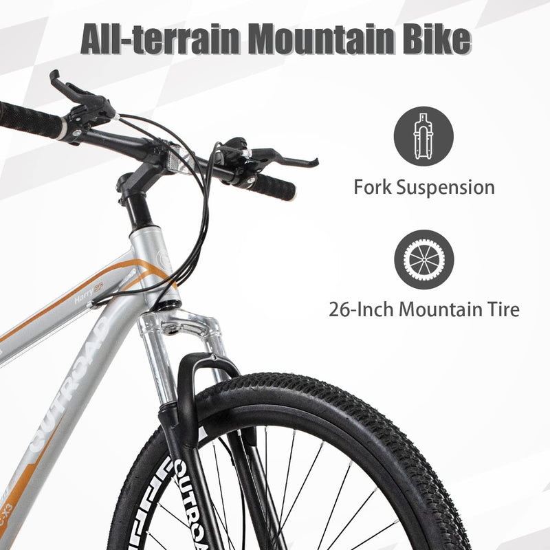 Max4Out Mountain Bike 20/26/27.5 Inch Wheel 7/21 Speed Mountain Bicycle for Men and Women, High Carbon Steel Frame Road Bike with Daul Disc Brakes