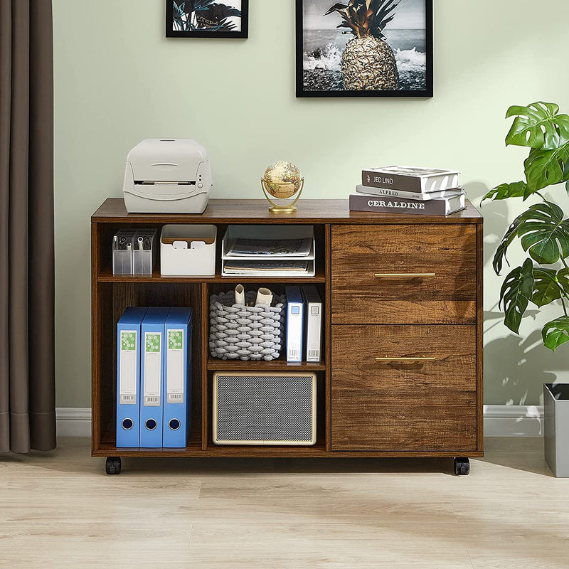 Greenforest File Cabinet for Home Office with Drawer 40 Inch Mobile Filing Cabinets Printer Stand with Open Storage Shelves, Walnut Home & Garden > Household Supplies > Storage & Organization GreenForest   