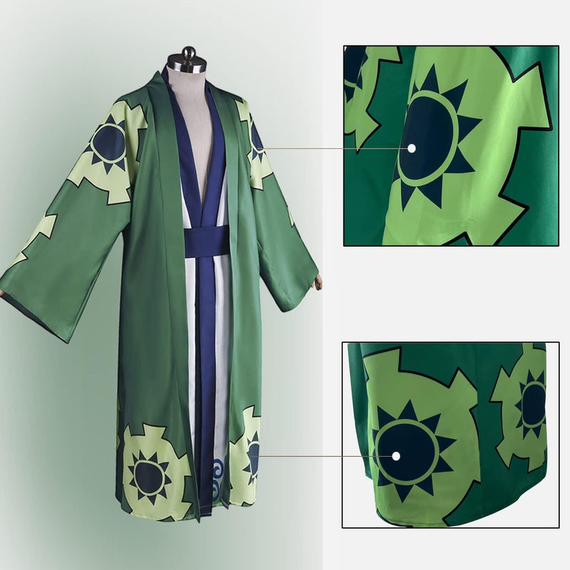 Forgemith Roronoa Zoro Cosplay Costume,Anime Cloak Robe Wano Country Kimono,For Zoro Cosplay and Halloween Party