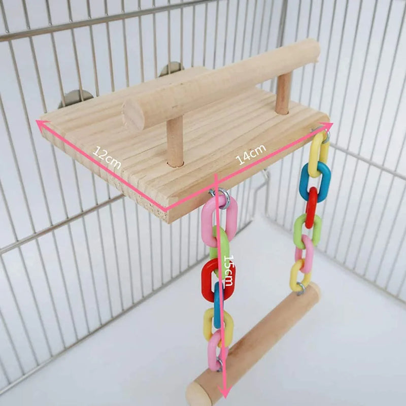 Frgkbtm Bird Perches Cage Toys Parrot Wooden Platform Play Gyms Exercise Stands with Acrylic Wood Swing Ferris Wheel Chewing for Animals Green Cheeks, Baby Lovebird, Chinchilla, Hamster Budgie