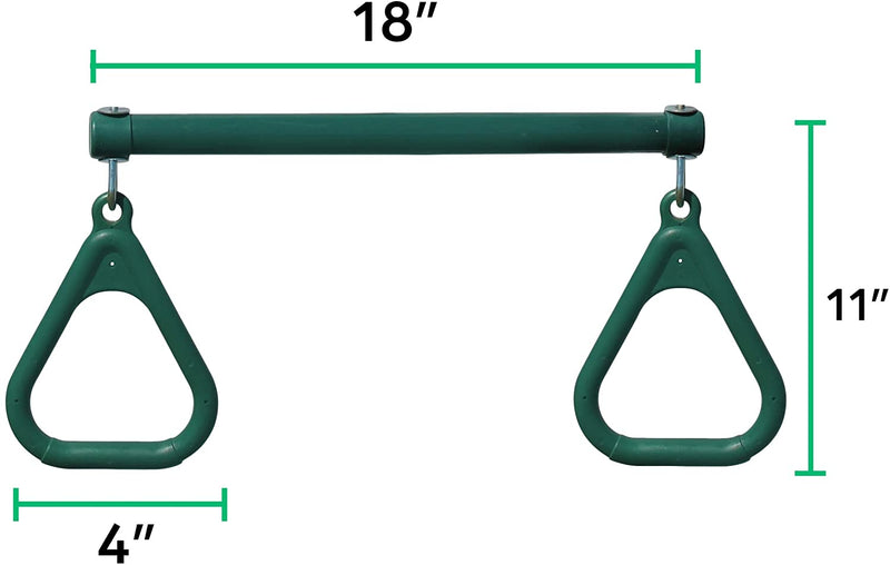 Jungle Gym Kingdom 18" Trapeze Swing Bar Rings 48" Heavy Duty Chain Swing Set Accessories & Locking Carabiners (Green) Sporting Goods > Outdoor Recreation > Winter Sports & Activities Jungle Gym Kingdom   