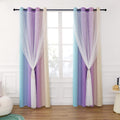 Drewin 2 Panel Girls Curtains for Bedroom 63 Inches Length Stars Cut Out Pink Blackout Curtain Kids Room Darkening 2 in 1 Rainbow Ombre Stripe Double Layer Window Drapes Nursery,52X63 in Pink & Grey Home & Garden > Decor > Window Treatments > Curtains & Drapes Drewin Purple & Blue W52" x L84",2 Panels 